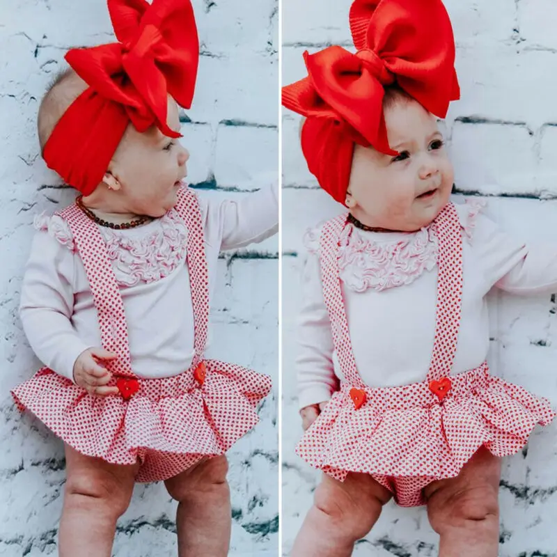 Комплекты летней одежды для маленьких девочек боди с рюшами и складным декором +