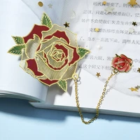 kawaii rose ginkgo carnation bookmark cute metal pendant pattern book mark page folder decor office school supplies stationery