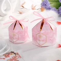 2050pcs hexagon candy chocolate gift box souvenirs for guests wedding favors and gifts dragee baby shower bonbonniere boxes