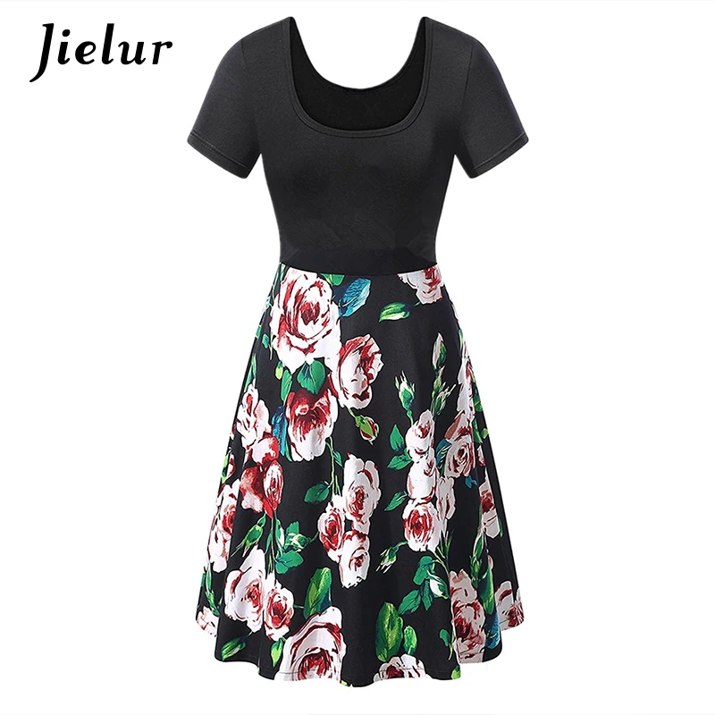 Женское винтажное платье в горошек с коротким рукавом и цветочным принтом |