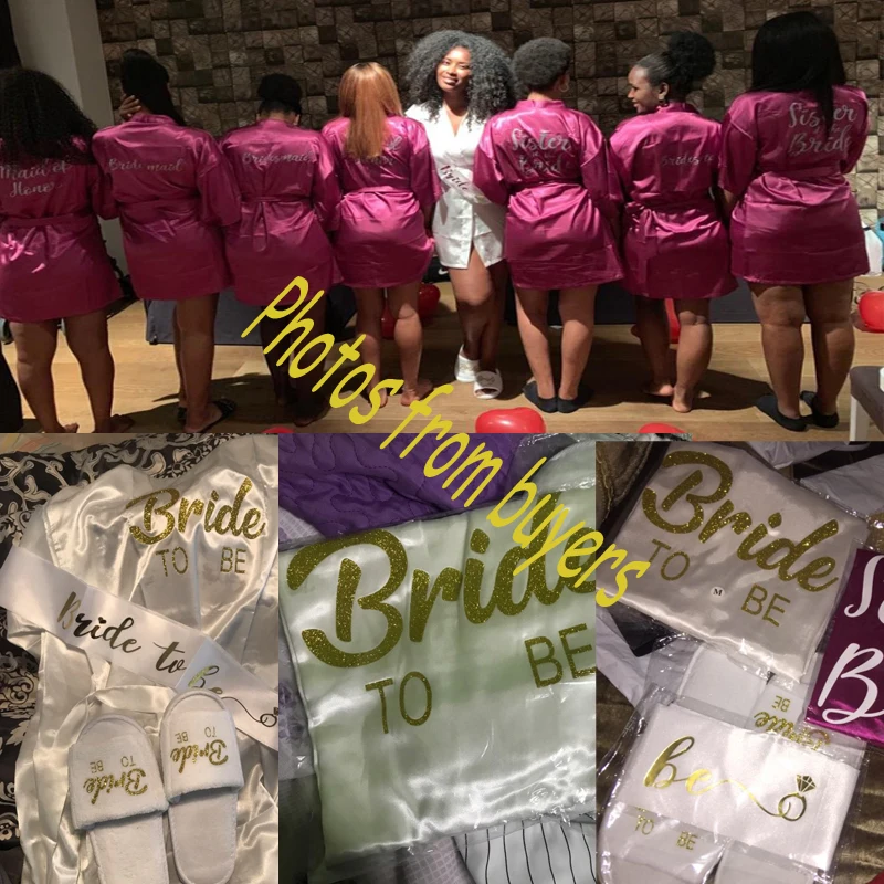 

Sisbigdey Personalized writing Bride Robe women custom name wedding date Peignoir bridesmaid best gift bridal pink bridal robes