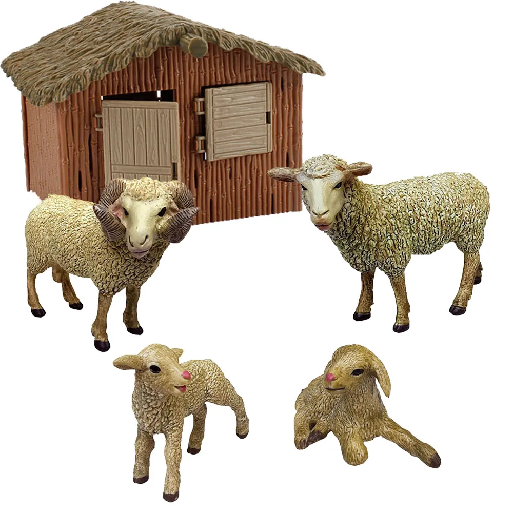 

4PCS/set Simulation Animal Mini Cute Sheep Goat Family Model Figure Boys Girls Toys Scenario Car Ornaments Kids Puzzle Gift