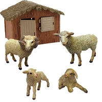 4pcsset simulation animal mini cute sheep goat family model figure boys girls toys scenario car ornaments kids puzzle gift