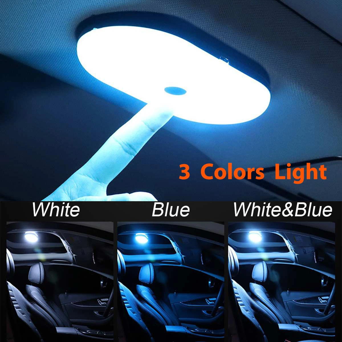 

Automobile Car LED Interior reading light Dome 3 Color Light Changing USB Charging Roof Ceiling Magnet Lamp Night Light