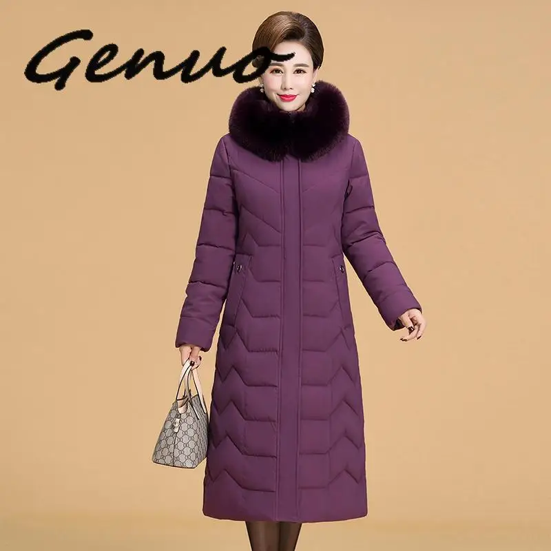 2019 Warm Winter Jacket Women Plus Size 5XL 6XL Womens Long Parkas Hooded Fur Collar Slim Women's Down Cotton Coat | Женская одежда