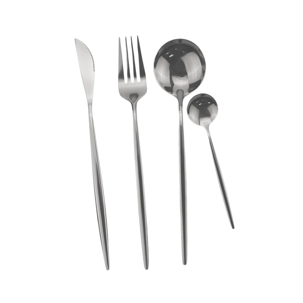 4pcs 304 столовые приборы из нержавеющей стали, вилка, ложка, посуда, набор для ресторана, домашний набор посуды, радужные черные многоразовые столовые приборы - Цвет: 4pcs