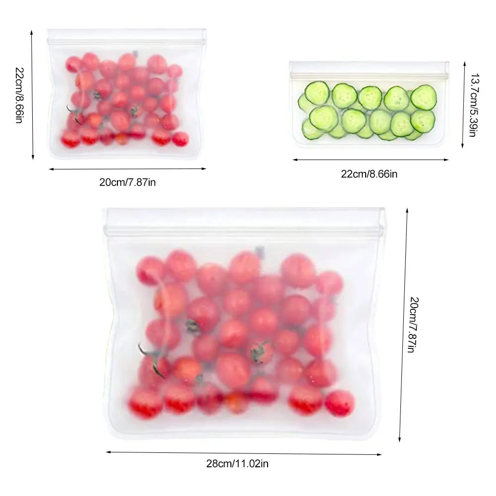 

PEVA Food Storage Bag Upgrade Leakproof Top Stand Up Reusable Freezer Sandwich Ziplock Silicone Bag Food Preservation