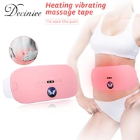 pink electric cramp relief waist belt menstrual heating pad back belly pain relief for women waist vibration massage relaxation