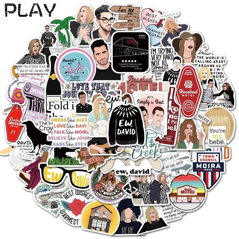 

52pcs Schitt's Creek Stickers DIY Skateboard Fridge Phone Guitar Motorcycle Laptop Luggage Classic Toy Stickers