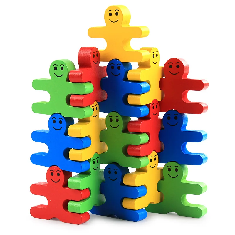 

16Pcs Cartoon Wooden Toy Montessori Educational Jenga Game Balance Villain Building Puzzle Blocks Early Learning Gifts Toys