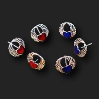 8pcs neo gothic handmade enamel angel wings sacred heart metal stud earrings diy retro earrings jewelry crafts making for woman