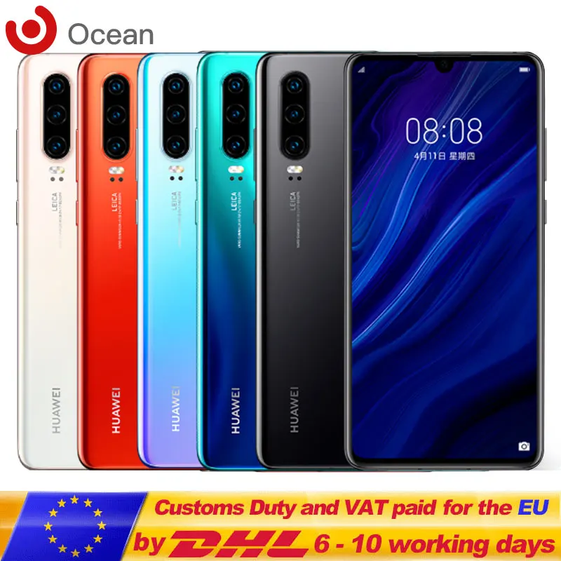 Оригинальный смартфон HUAWEI P30 с глобальной прошивкой 8 Гб ОЗУ 256 ПЗУ Kirin 980 Android 9 1 NFC
