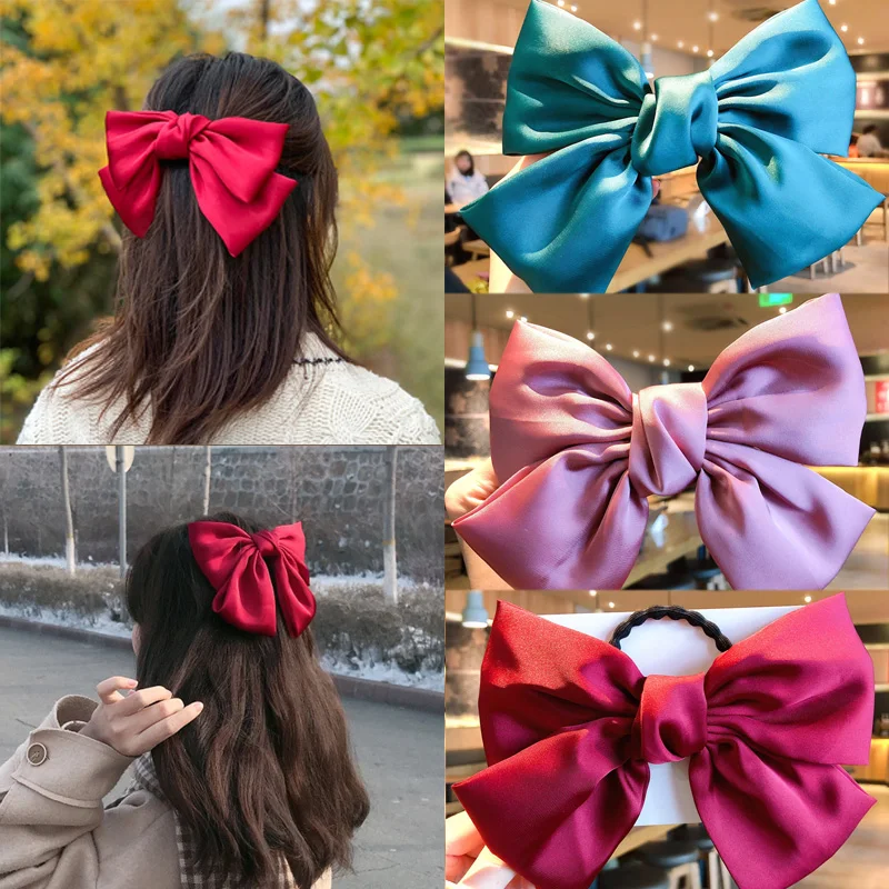 

Fashion Ribbon Hair Grips Big Large Bowknot Hairpin Hair Rope Hair Band For Women Girls Satin Trendy Ladies Hair Clip Barrette