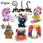 Аппликация в виде кота и хиппи, термонаклейки для детской одежды, термонаклейки с рисунком совы, термонаклейки на одежду с единорогом