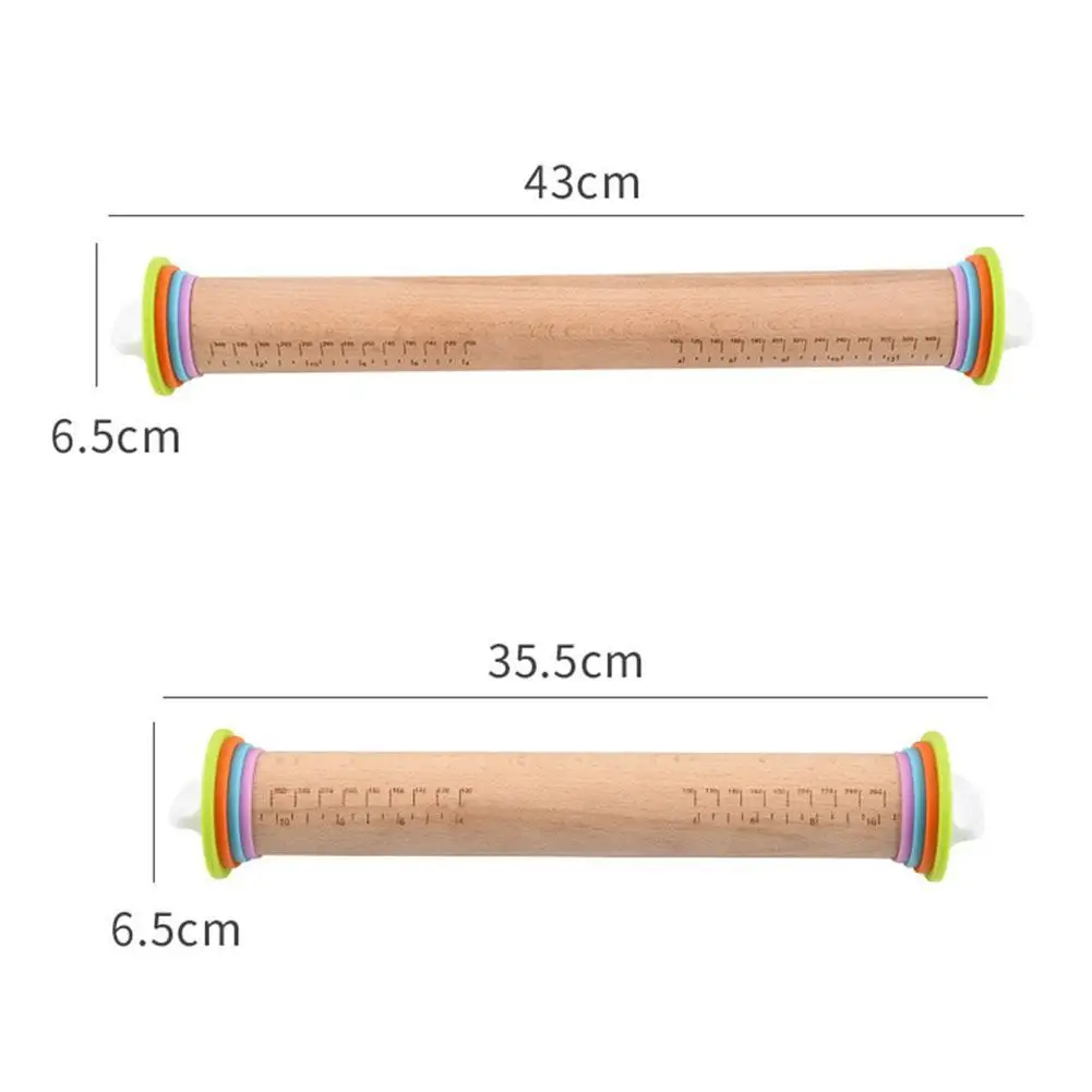 

Adjustable Wood Rolling Pin With Removable Rings Kitchen Baking Tools Wooden Rolling Pin Flour Pastry Flour Sticks Random Color