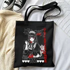 Повседневная Холщовая Сумка в стиле аниме Харадзюку, Готическая японская Вместительная женская сумочка на плечо в стиле ольччан, темные мешки для покупок в стиле хип-хоп