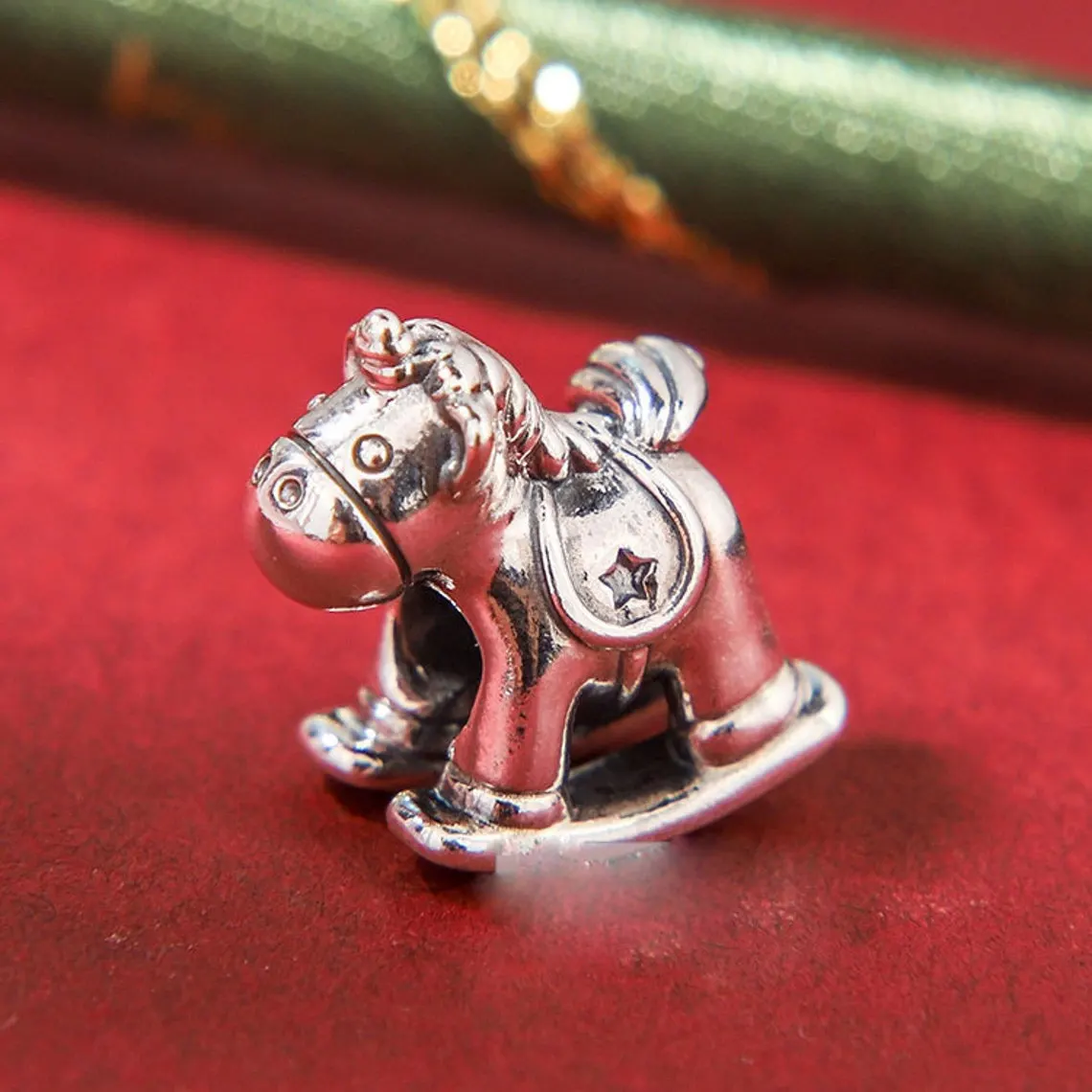 

Шарм-бусина из серебра 925 пробы с подвеской Бруно, лошадь-качалка, подходит для всех европейских ювелирных изделий Pandora, браслеты, ожерелья