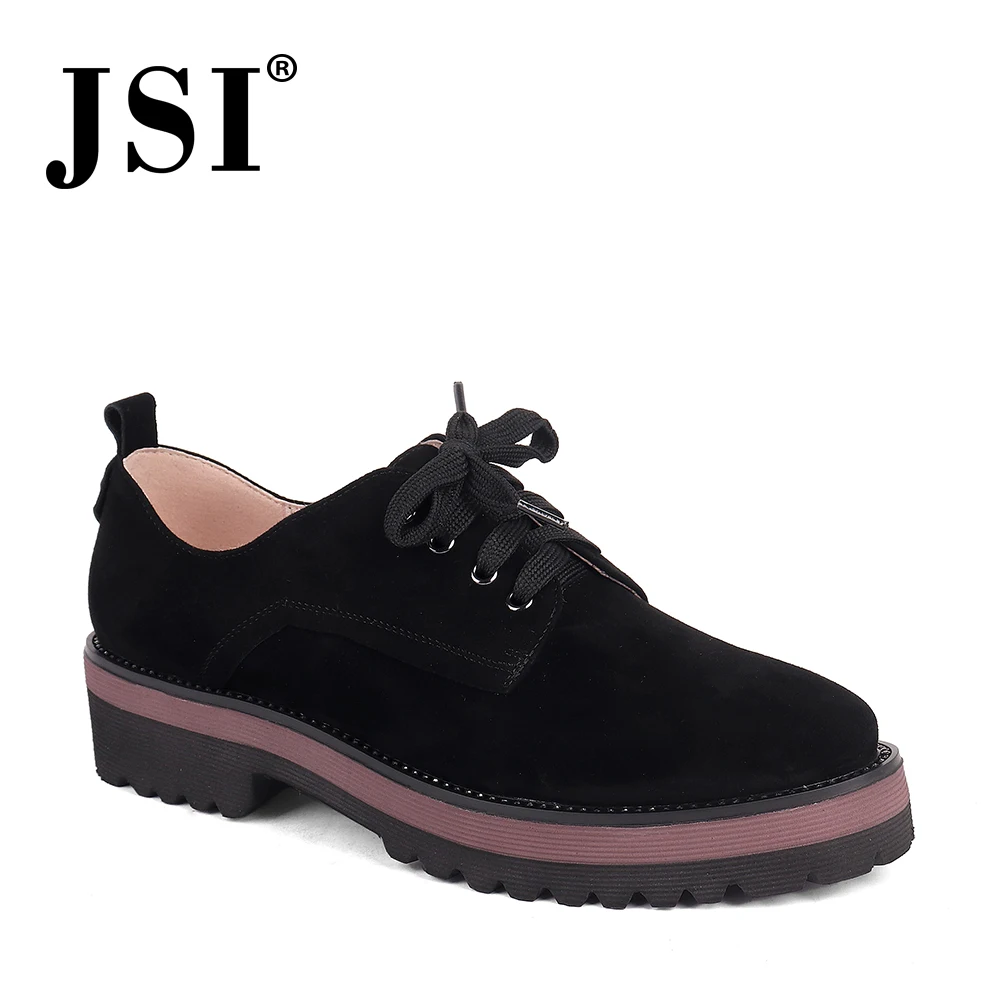 JSI/Женская обувь на плоской подошве Замшевые однотонные женские туфли шнуровке с