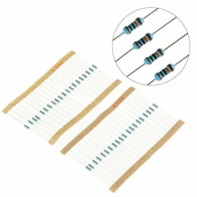 

Each 20pcs 1ohm - 1M Ohm 1/4w Resistance 1% Metal Film Resistor Resistance Assortment Kit Set 1460 pcs /bag
