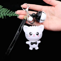 lovely cat keychain fashion jewelry gifts car key holder rings cute rabbit bell key chain pendents