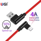 Кабель UGI USB C, для Huawei, Samsung, Xiaomi, RedMi, Oneplus, HTC, L-образный, 4 а