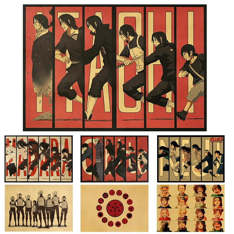 Винтажные аниме-фигурки Наруто постеры для гостиной украшение на стену