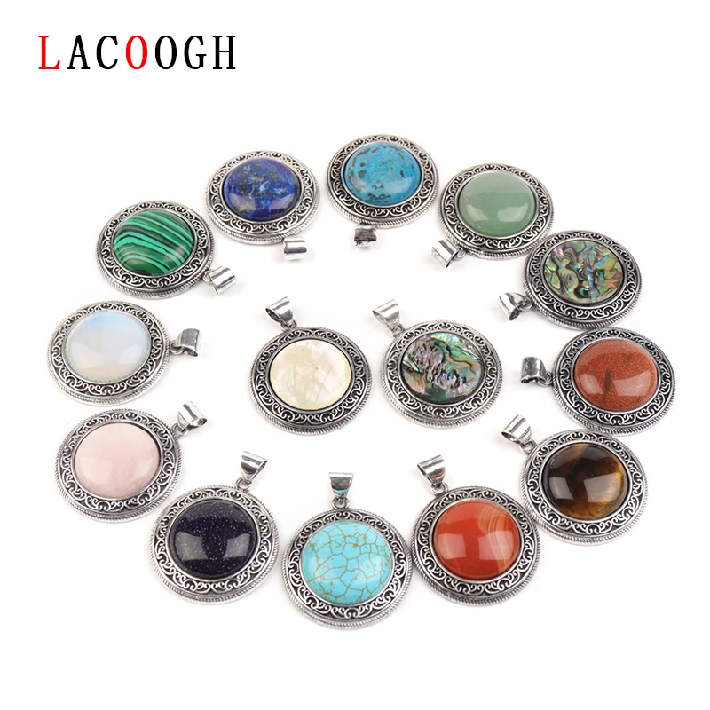 

Lacoogh Natural Stone Alloy Drop Pendant Necklace 38X52mm Hole 5X9mm for DIY Jewelry Making Gem Stone Crystal Charm Hot Sale