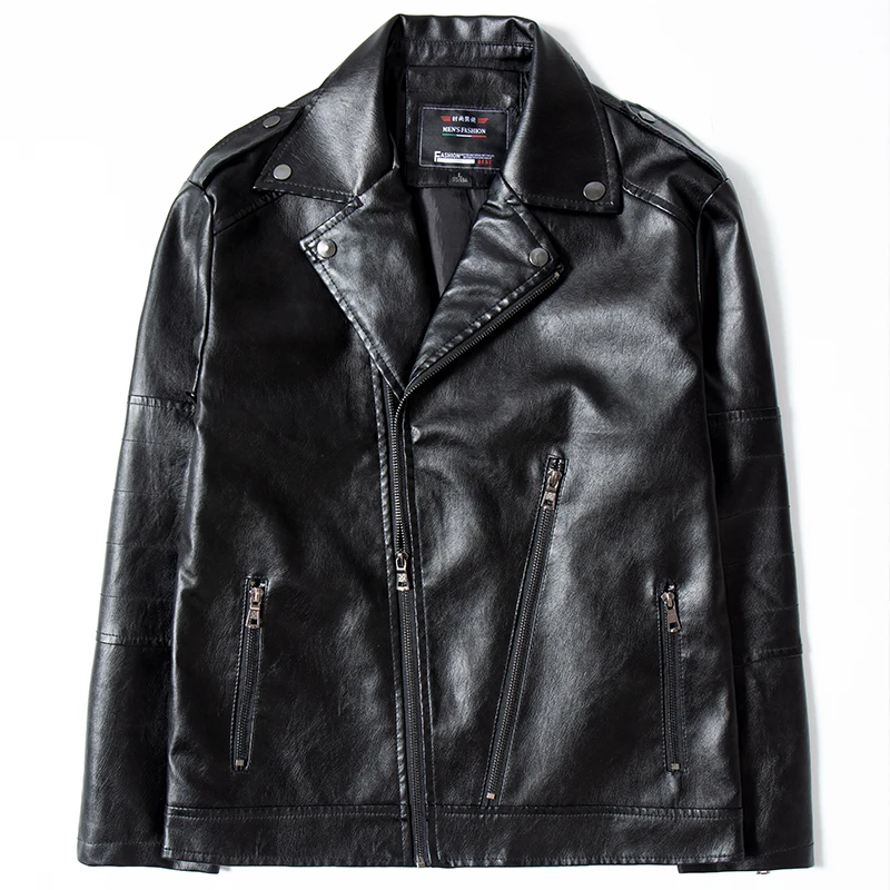 Куртка мужская из ПУ кожи, приталенная, повседневный мотоциклетный пиджак, уличная одежда, большие размеры 4XL, Осень-зима