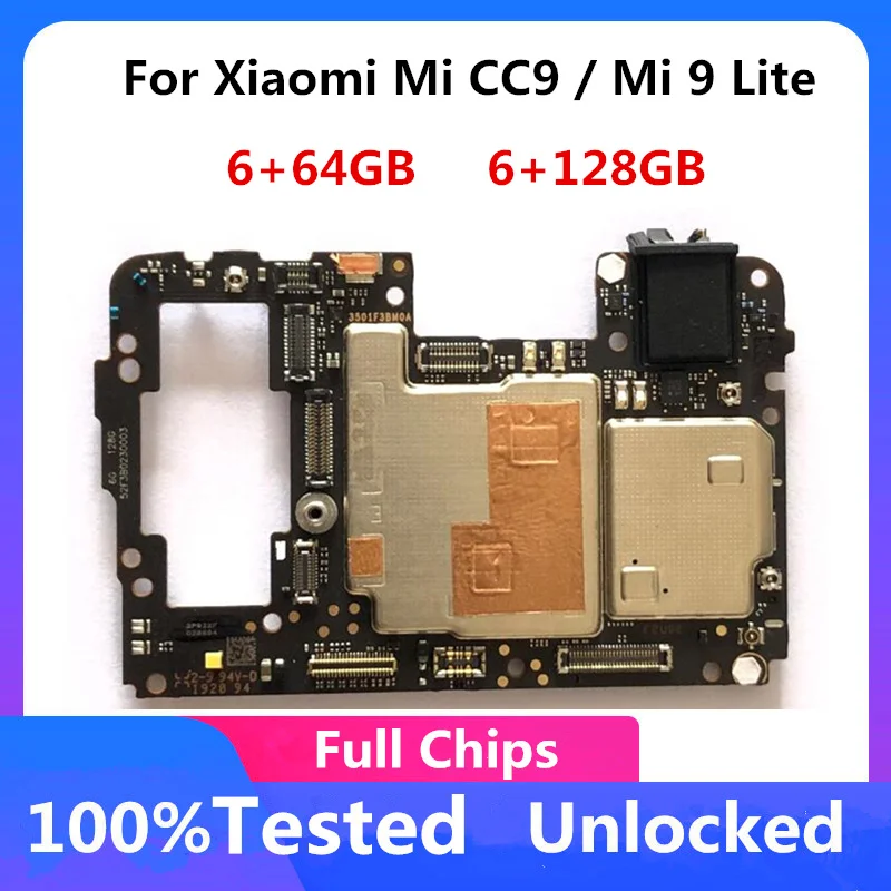 Оригинальная разблокированная материнская плата 6 + 64 Гб 128 ГБ для Xiaomi Mi CC9 / 9 Lite с