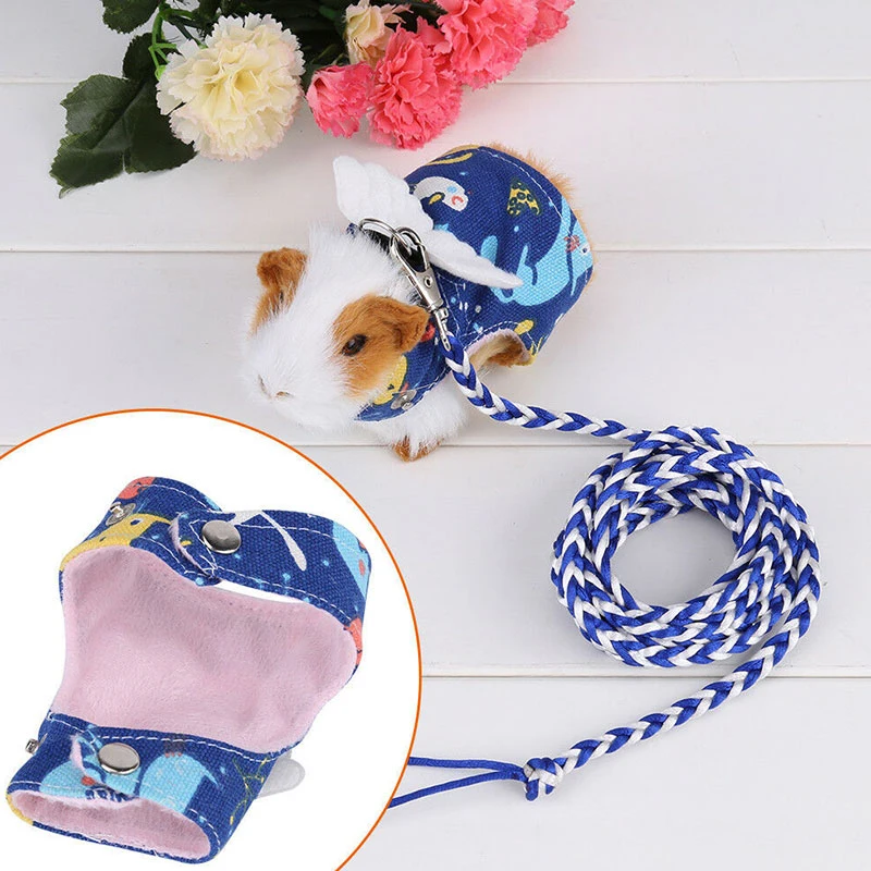 

1Pc Small Pet Clothes Cartoon Vest Lead Clothes Adjustable Traction Rope Collar for Squirrel Hamster Rabbit Rat Pet Accessories