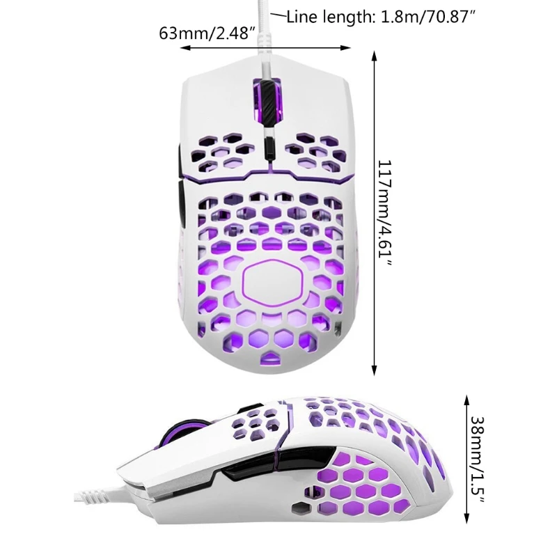 Игровая мышь с сотовым корпусом MM711 16000 DPI Pixart PMW 3389 оптический сенсор цветная