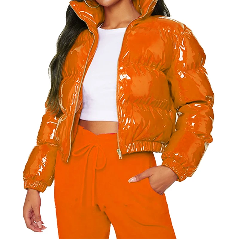 

Women's Plus Size Zipper Bright Face Bread Coat Cotton Coat