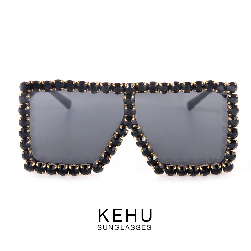 KEHU роскошные солнцезащитные очки со стразами женские брендовые блестящие