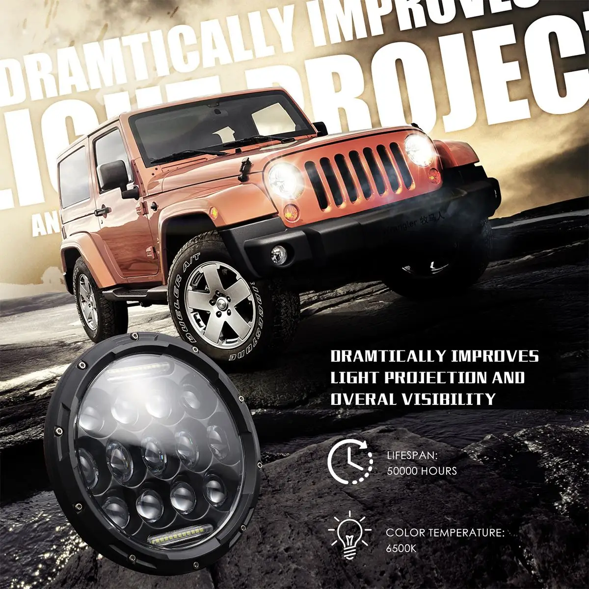 Новый 7-дюймовый светодиодный головной фонарь 300 Вт супер яркий для Jeep Wrangler JK TJ CJ