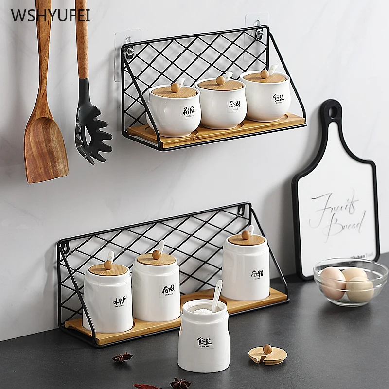 Простая и стильная беспробиваемая кухонная приправа коробка стеллажи настенный