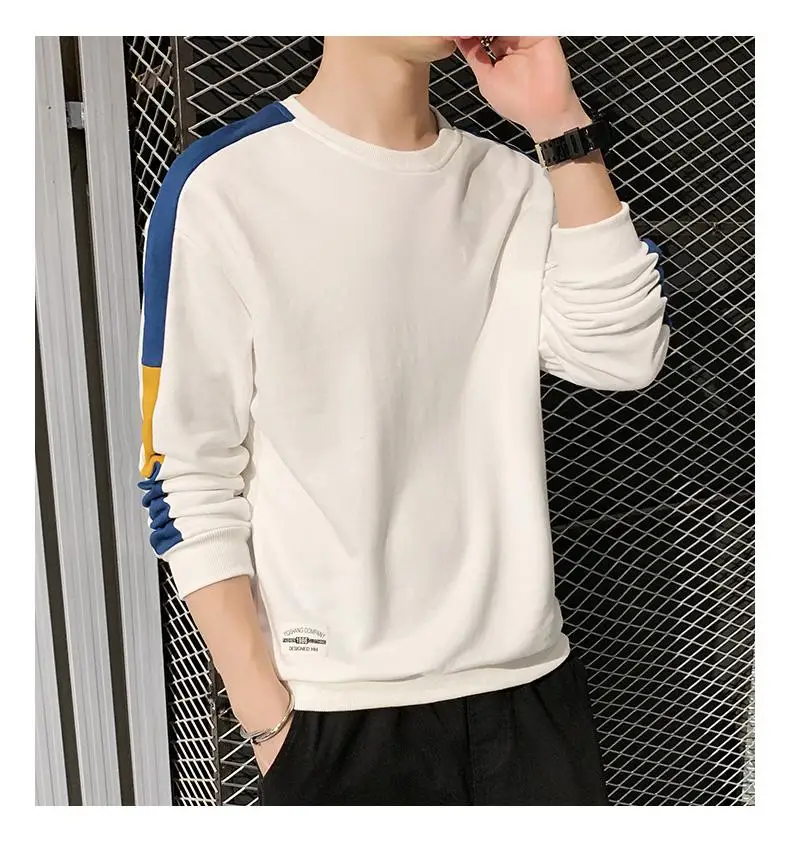 

ZITY Sweatshirt Pullover Mens Hip Hop Harajuku Patchwork Streetwear Man Casual Solid O -Neck Outwear Hoodies Long Sleeve Top