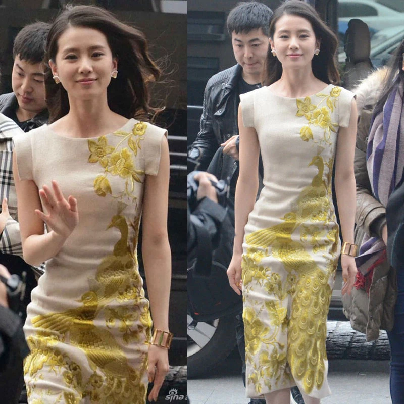 

Китайское Свадебное Платье Liu Shishi с вышивкой Xiuhefu, потрясающее красное платье средней длины Qipao, свадебное платье для невесты, красное, абрик...