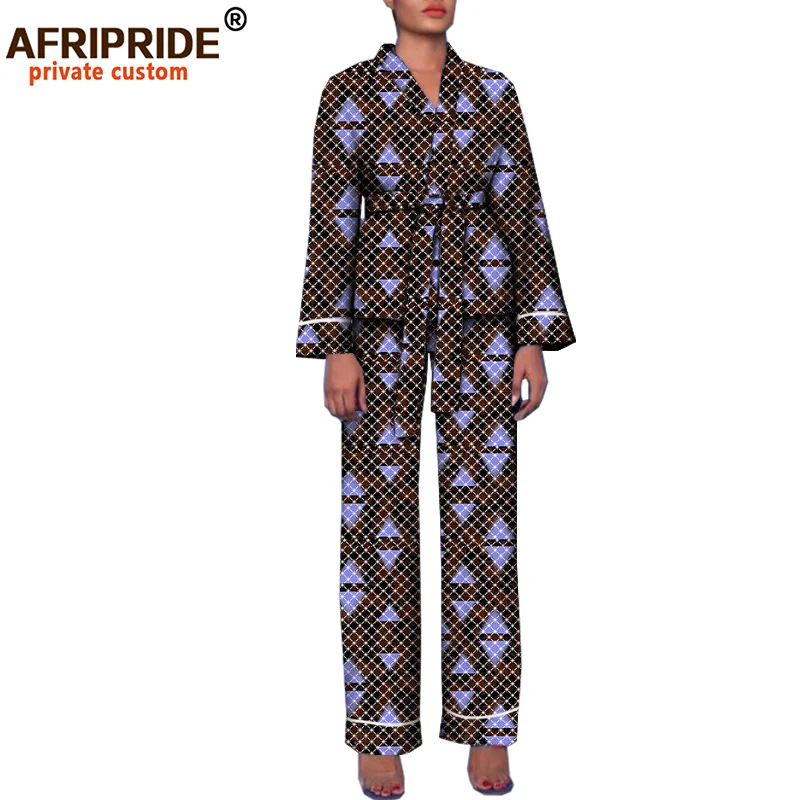 Осенняя женская пижама в африканском стиле AFRIPRIDE private custom Топ с длинным рукавом +