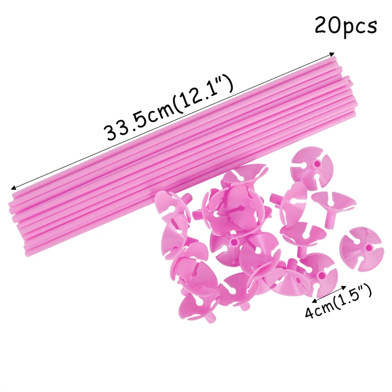 20pcs 40cm Balloons Holder Sticks with Cup Latex Balloon Stick Assorted Color PVC Rod birthady wedding Party Decoration supplies | Дом и сад