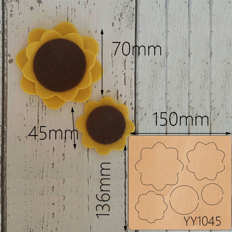 

Wooden die-cutting sunflower knife die YY1045 is compatible with most manual die-cutting