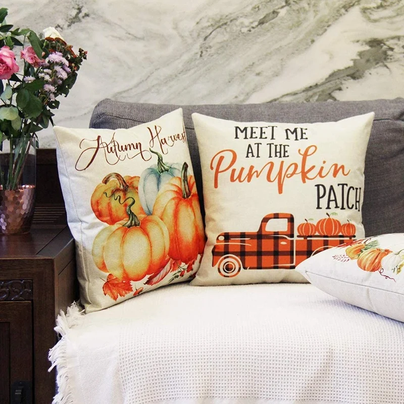 

Thanksgiving Fall Throw Pillow Covers Decorative Pillowcases Pumpkin Autumn Decorations
