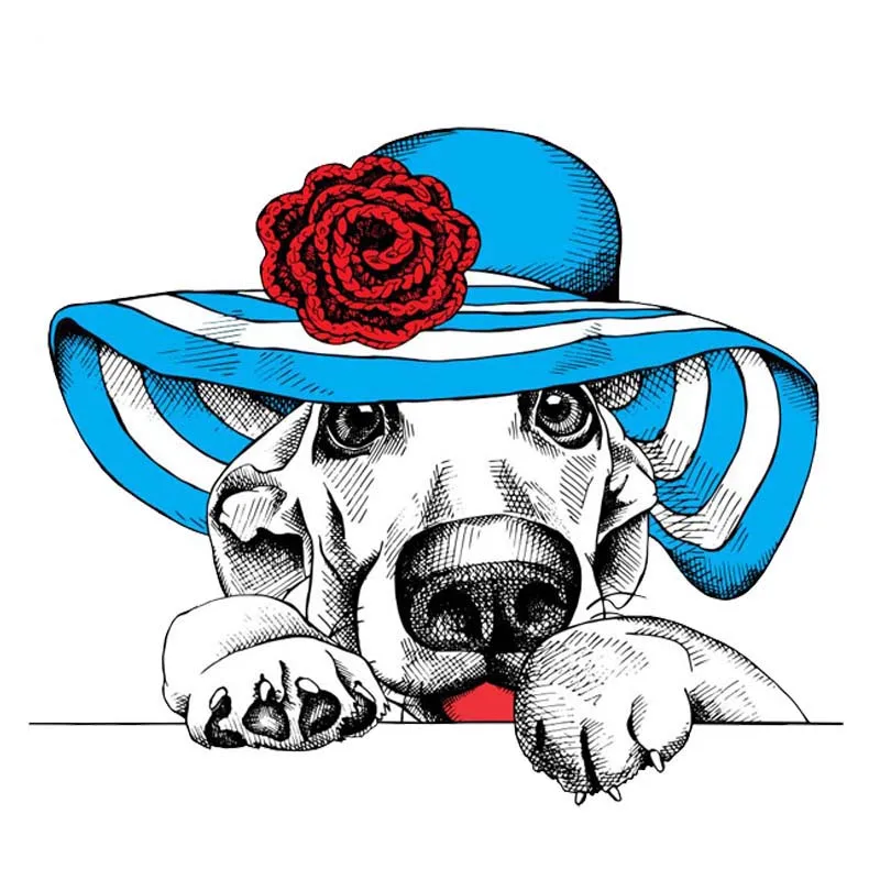

15cmx12cm Funny dog in hat Vinyl Car-Sticker Automobiles Motorcycles Window Bumper Laptop Vinyl Decal Decorative Goods