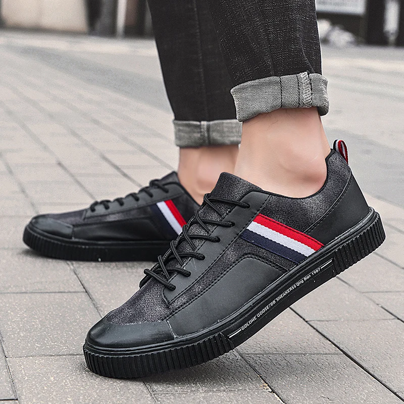 

Autumn Men Vulcanized Shoes Luxury Brand British White Canvas Shoes High Quality Comfortable Lac-up Casual Shoes Mens Sneakers