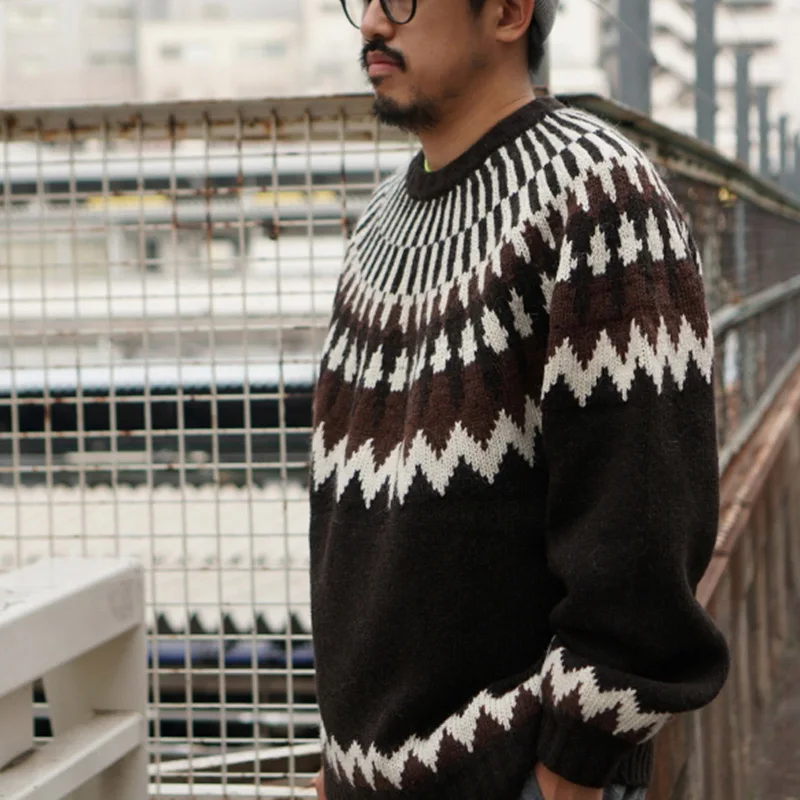 Модные мужские винтажные осенне-зимние теплые вязаные свитера с длинным рукавом