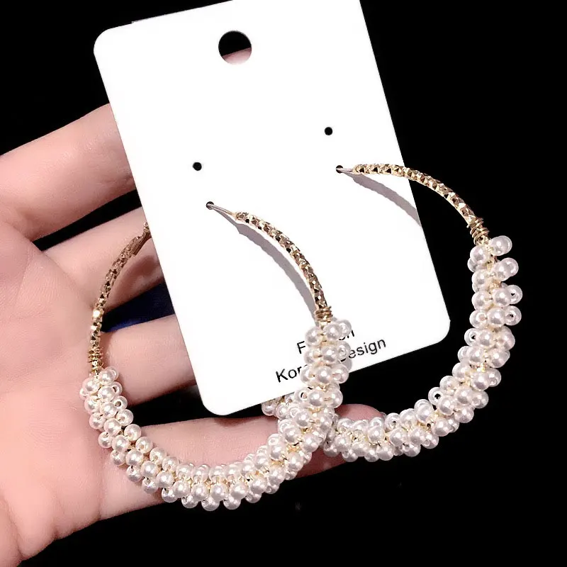 Модные жемчужные серьги цепочки женские элегантные круглые роскошные в форме