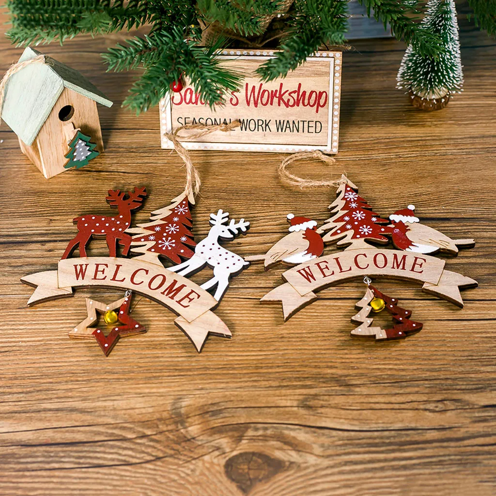 Деревянная Рождественская елка с буквенным принтом подвеска бубенчиками