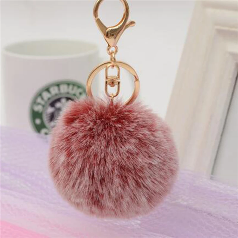 Белый наконечник меховой помпон шарик брелок для ключей 1 мяч 5 цветов женская
