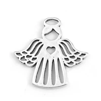angel heart charms zinc based alloy antique silver color 26mm x 26mm for diy jewelry making finding accessories 4 pcs