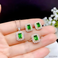 kjjeaxcmy fine jewelry 925 sterling silver natural diopside earrings ring pendant necklace trendy ladies suit support testing