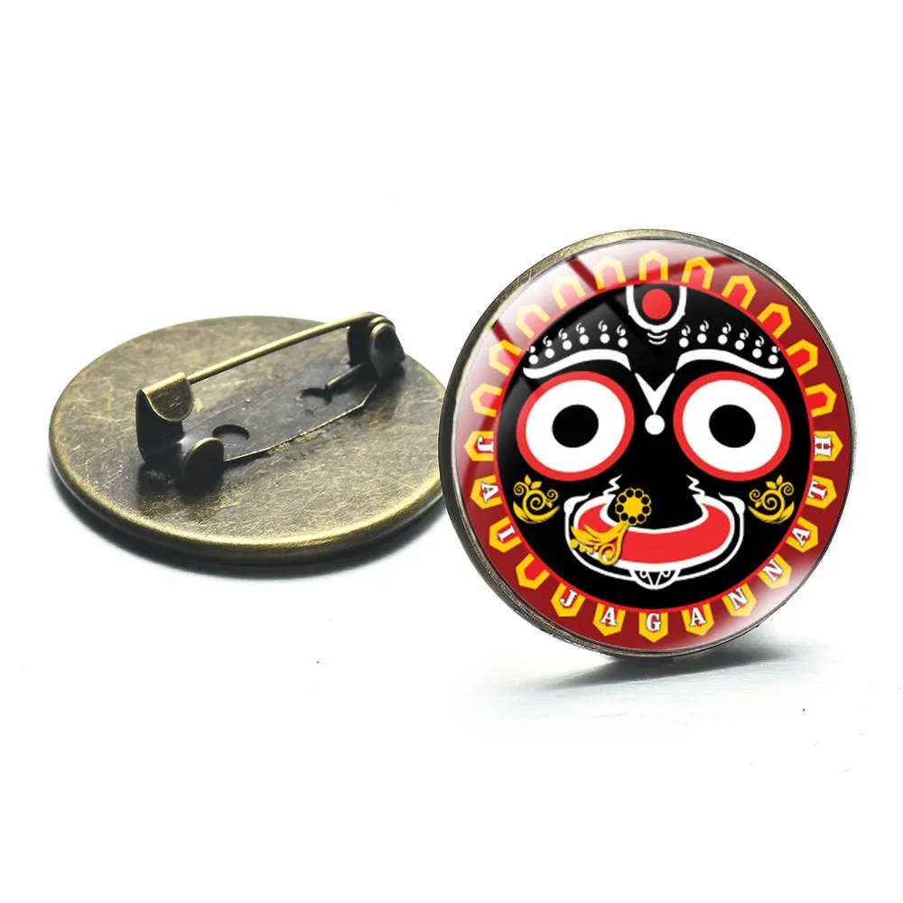 Индийский индуистский Бог Jagannath стеклянная брошь из кабошона булавка с